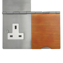 Floor Socket 2 gang 13 amp unswitched floor socket Oak