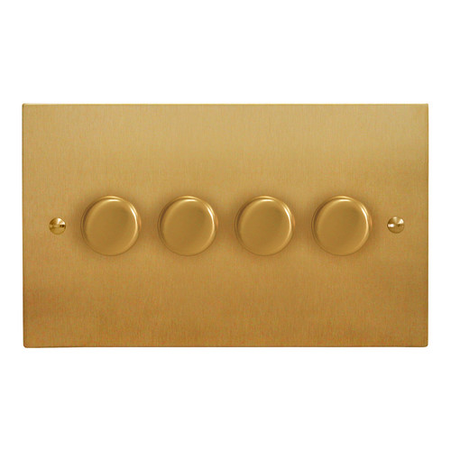 Horizon Square Dimmer Switch 4 gang 400 watt 2 way Satin Brass