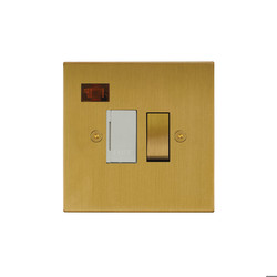 Horizon Square Fuse Spur 1 gang 13 amp switch neon Satin Brass