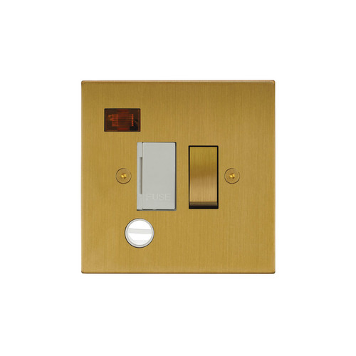 Horizon Square Fuse Spur 1 gang 13 amp switch neon cord spur Satin Brass