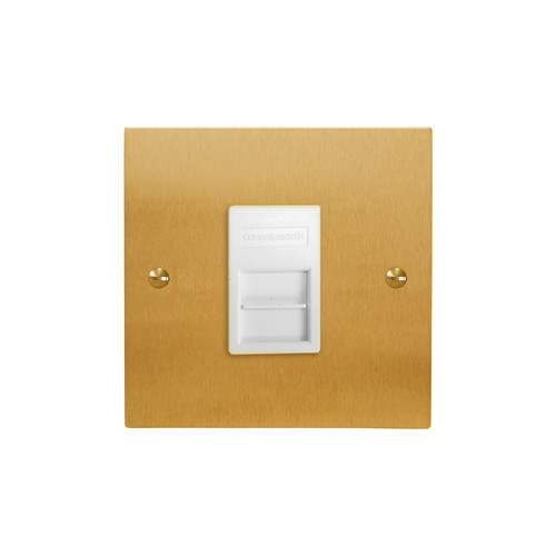 Horizon Square Communications Socket 1 gang telephone jackline slave Satin Brass