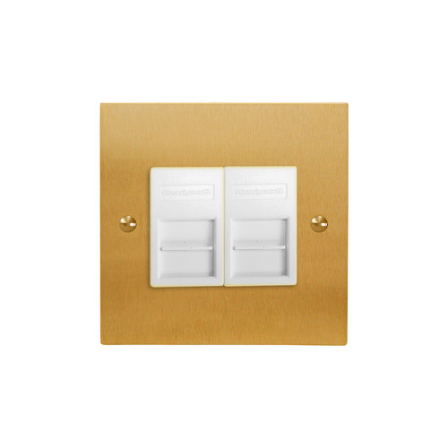 Horizon Square Communications Socket 2 gang telephone jackline slave Satin Brass