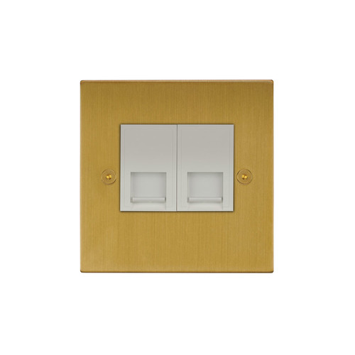 Horizon Square Communications Socket 2 gang RJ45 cat 5 socket Satin Brass