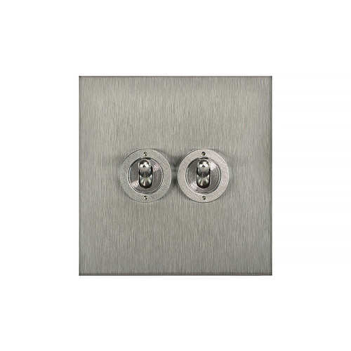 Horizon Square Dolly Switch 2 gang 20 amp intermediate Satin Stainless Steel