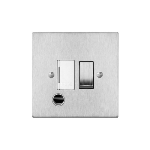 Horizon Square Fuse Spur 1 gang 13 amp switched flex outlet Satin Stainless Steel