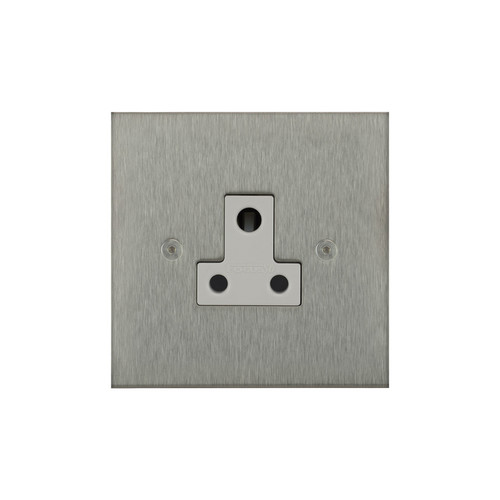 Horizon Square Socket 1 gang 5 amp unswitched Satin Stainless Steel