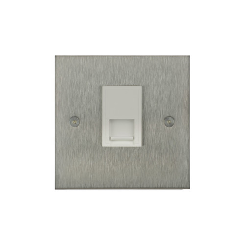 Horizon Square Communications Socket 1 gang telephone jackline master Satin Stainless Steel