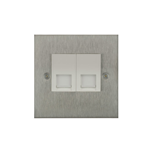 Horizon Square Communications Socket 2 gang telephone jackline master Satin Stainless Steel