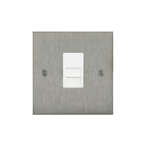 Horizon Square Communications Socket 1 gang telephone jackline slave Satin Stainless Steel