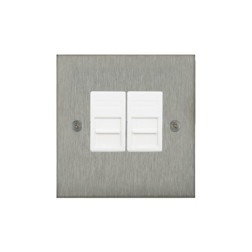Horizon Square Communications Socket 2 gang telephone jackline slave Satin Stainless Steel