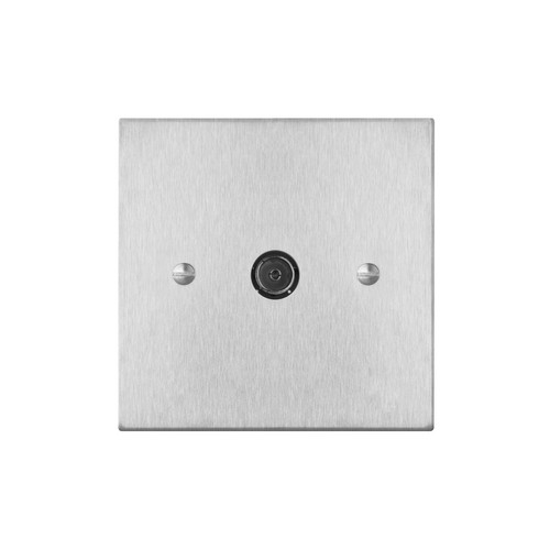 Horizon Square TV Socket 1 gang television co-axial Satin Stainless Steel