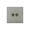 Horizon Square TV Socket 2 gang television co-axial Satin Stainless Steel