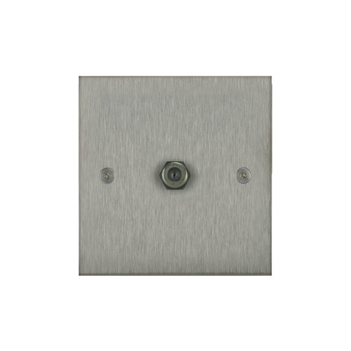 Horizon Square TV Socket 1 gang satellite Satin Stainless Steel