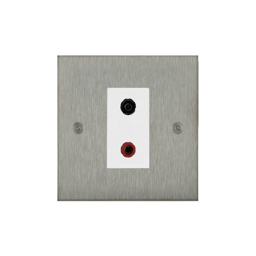 Horizon Square Speaker Socket 1 gang Satin Stainless Steel