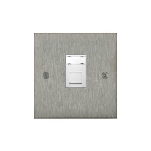 Horizon Square Communications Socket 1 gang RJ45 cat 6 Satin Stainless Steel