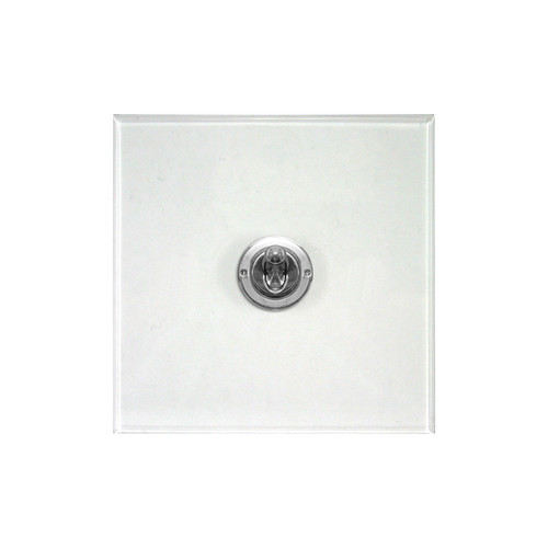 Prism Dolly Switch 1 gang 20 amp double pole Polished Stainless Steel / Clear Perspex
