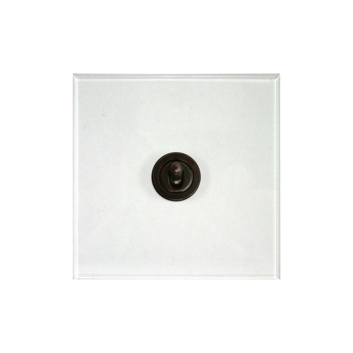 Prism Dolly Switch 1 gang 20 amp 2 way Antique Bronze / Clear Perspex