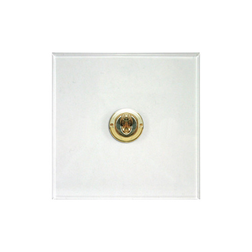 Prism Dolly Switch 1 gang 20 amp 2 way Polished Brass / Clear Perspex