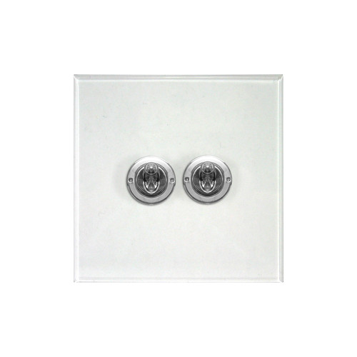 Prism Dolly Switch 2 gang 20 amp 2 way Polished Stainless Steel / Clear Perpsex