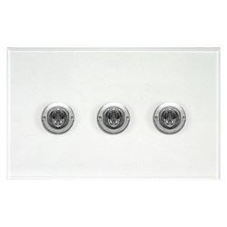 Prism Dolly Switch 3 gang 20 amp 2 way Polished Stainless Steel / Clear Perspex