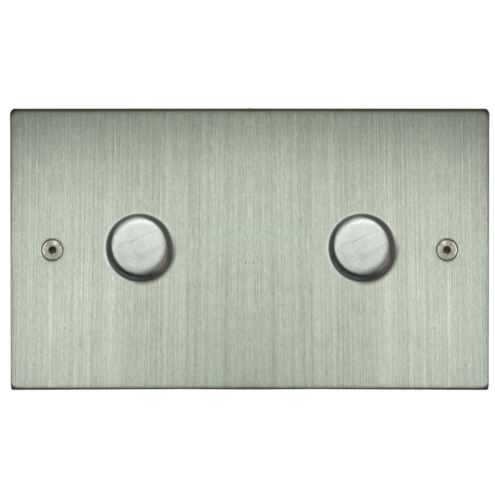 Horizon Square Dimmer Switch 2 gang 400W 2 way double plate Satin
