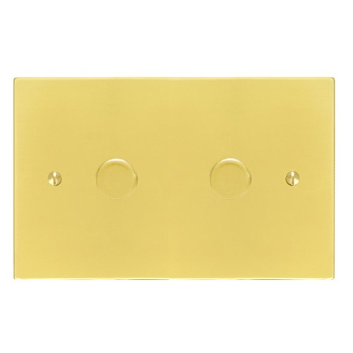 Horizon Square Dimmer Switch 2 gang 400 watt 2 way double plate Polished Brass