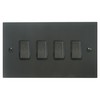 Rocker Switch 4 gang 10 amp 2 way Black Aluminium