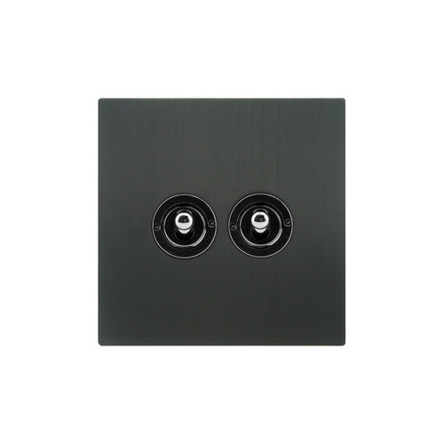 Dolly Switch 2 gang intermediate Black Aluminium