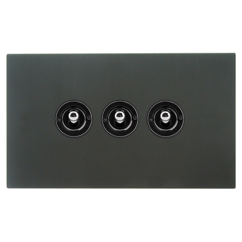 Dolly Switch 3 gang 2 way Black Aluminium