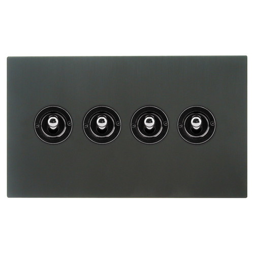 Dolly Switch 4 gang 2 way Black Aluminium