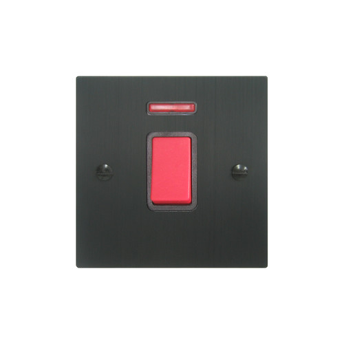 Cooker Switch 1 gang 45 amp cooker switch with neon Black Aluminium