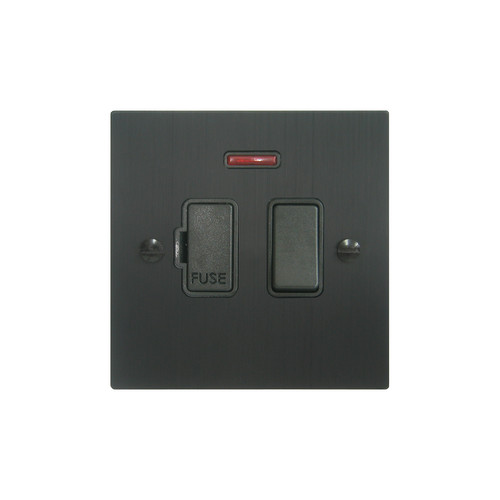 Fuse Spur 1 gang 13 amp switch fuse neon spur Black Aluminium