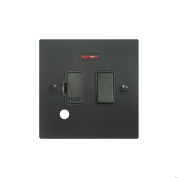 Fuse Spur 1 gang 13 amp switch fuse neon cord spur Black Aluminium
