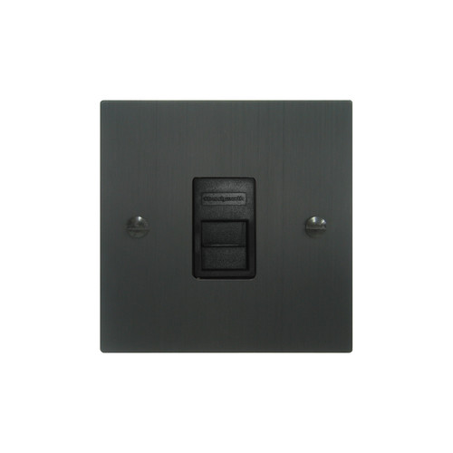 Communications Socket 1 gang telephone jackline master Black Aluminium