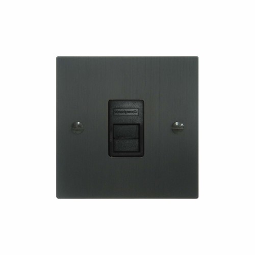 Communications Socket 1 gang telephone jackline secondary Black Aluminium