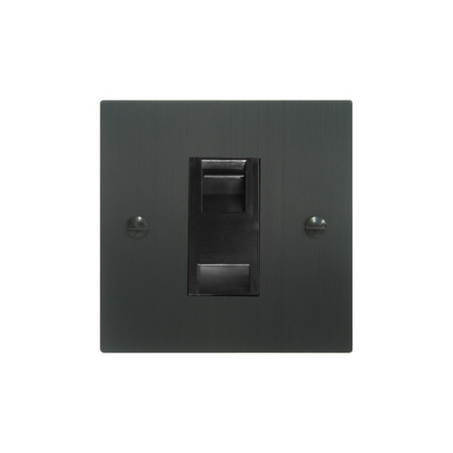 Communications Socket 1 gang RJ45 cat 6 socket Black Aluminium