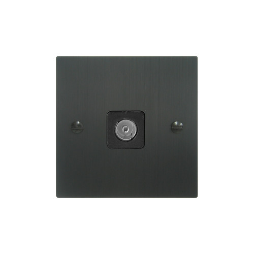 TV Socket 1 gang television co-axial Black Aluminium