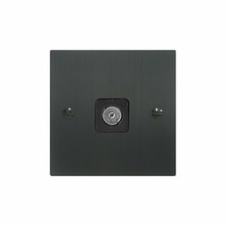 TV Socket 1 gang television co-axial non-isolated Black Aluminium