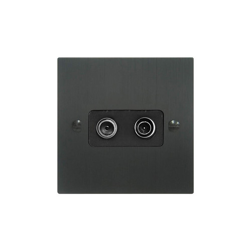 TV Socket 1 gang television and fm socket Black Aluminium