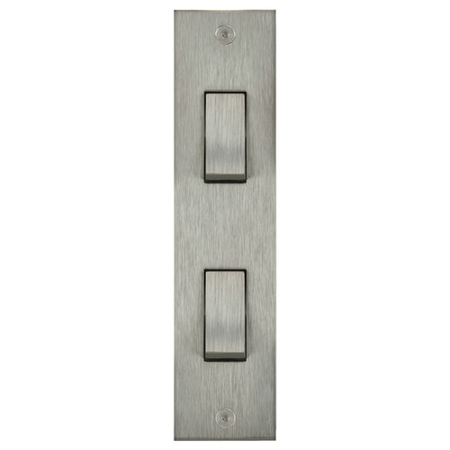 Horizon Square Architrave Switch 2 gang 2W Architrave Satin Stainless Steel