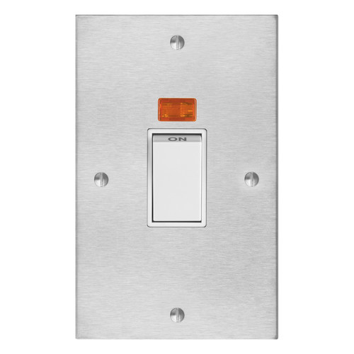Horizon Square Cooker Switch 1 gang 45 amp with neon Satin Stainless Steel