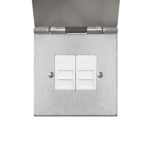 Horizon Square Communications Socket 2 gang telephone jackline master floor Satin Stainless Steel