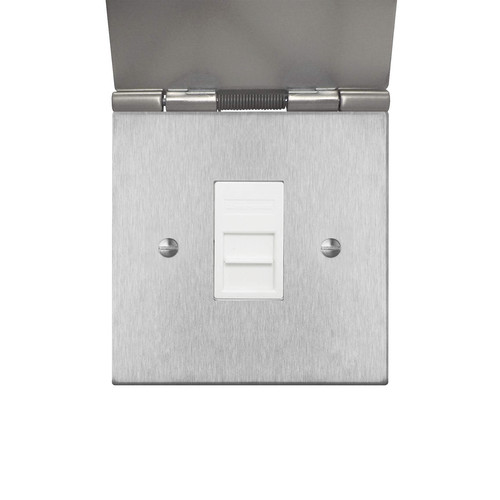 Horizon Square Communications Socket 1 gang telephone jackline master floor (dbl plate) Satin Stainless Steel