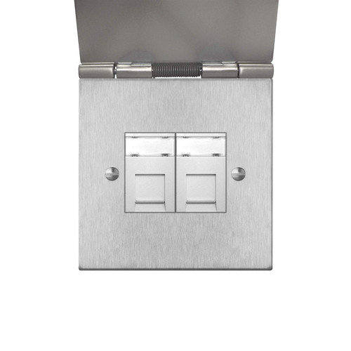 Horizon Square Communications Socket 2 gang RJ45 cat 6 floor socket Satin Stainless Steel