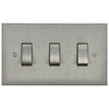 Horizon Square Rocker Switch 3 gang 20 amp intermediate Satin Stainless Steel