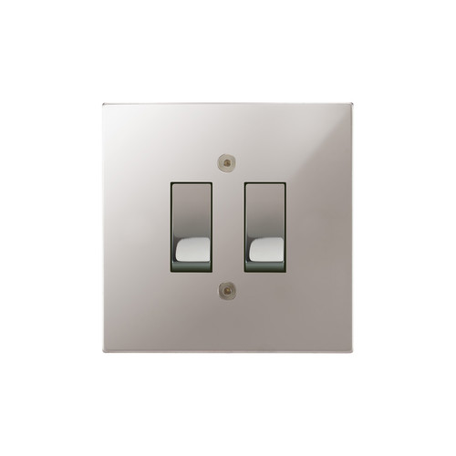 Horizon Square Rocker Switch 2 gang 20 amp intermediate Polished Stainless Steel