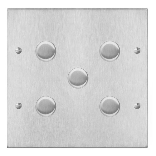 Horizon Square Dimmer Switch 5 gang 400 watt 2 way Satin Stainless Steel