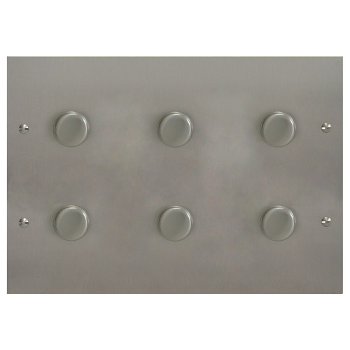 Horizon Square Dimmer Switch 6 gang 400 watt 2 way Satin Stainless Steel