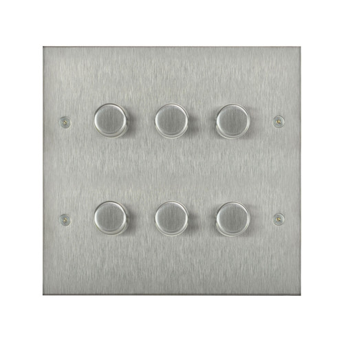 Horizon Square Dimmer Switch 6 gang 250 watt 2 way sq box Satin Stainless Steel