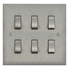 Horizon Square Rocker Switch 6 gang 20 amp 2 way (MK893) Satin Stainless Steel